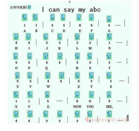 6孔陶笛谱子《I can say my abc》