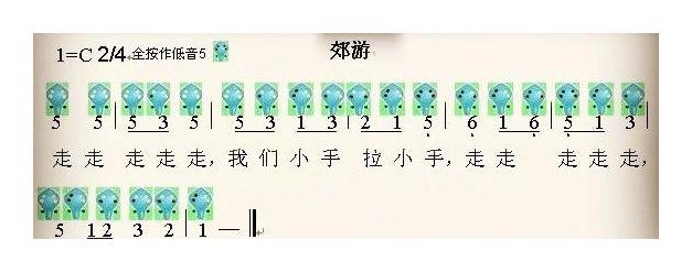 6孔陶笛谱子《郊游》