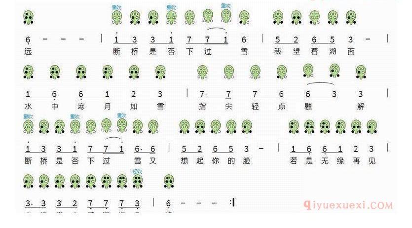 6孔陶笛谱子《断桥残雪》