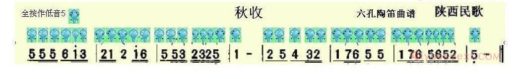 6孔陶笛谱子《秋收》