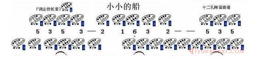 12孔陶笛谱子《小小的船》