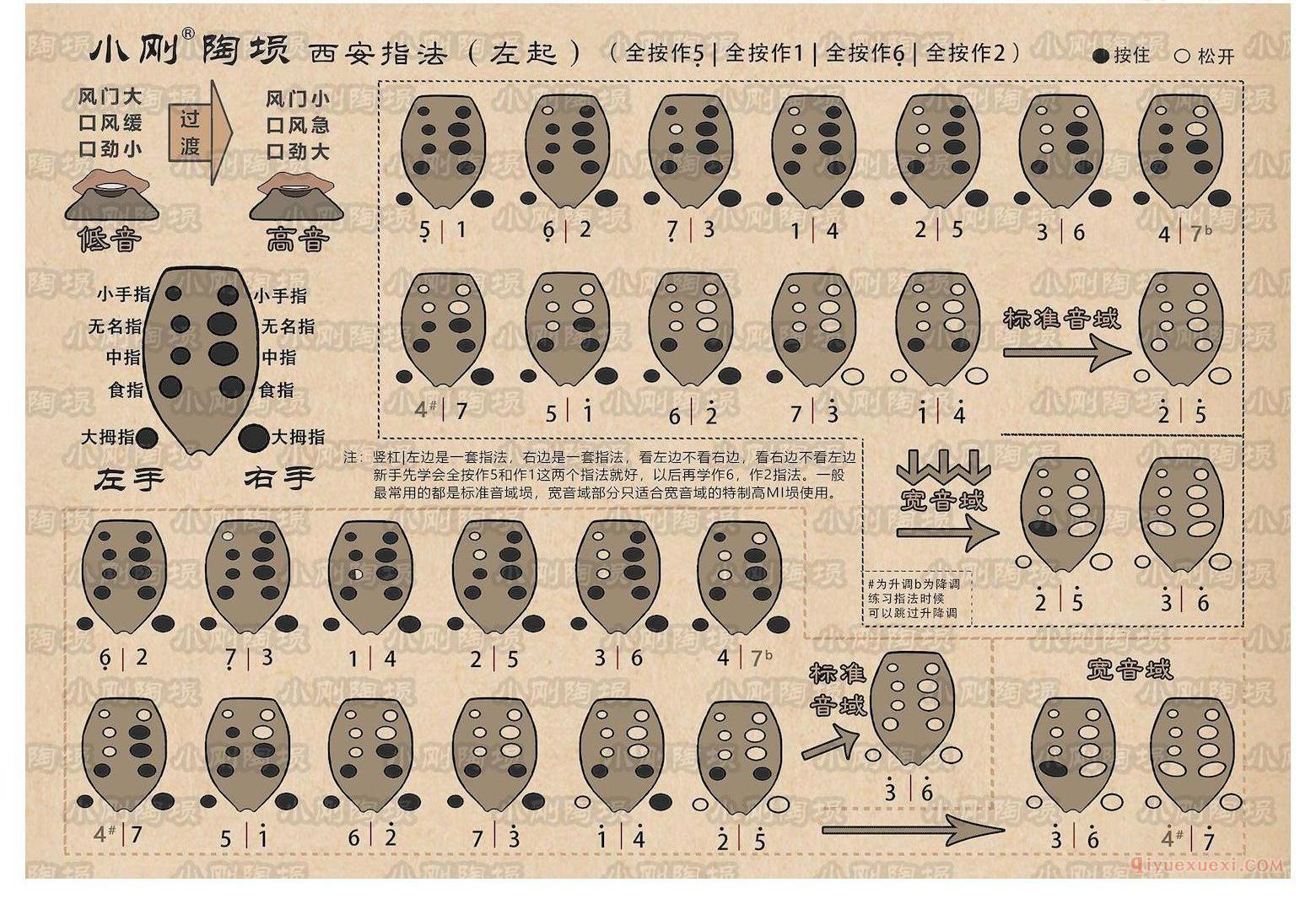 小刚陶埙西安左起指法表