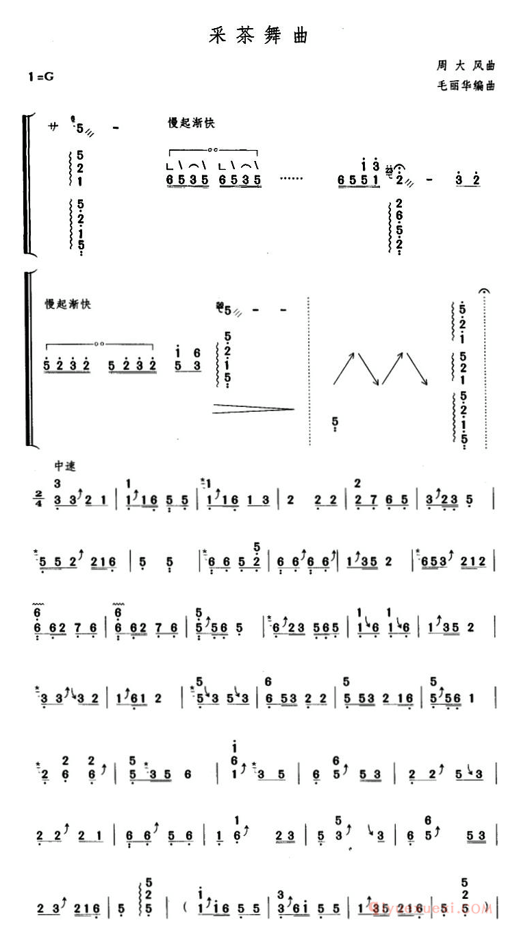 古筝乐谱《采茶舞曲》简谱