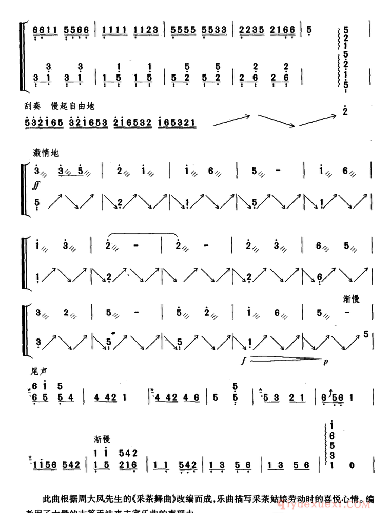 古筝乐谱《采茶舞曲》简谱