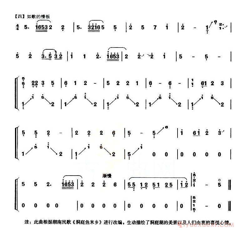 古筝谱[洞庭新歌/考级五级曲目]简谱