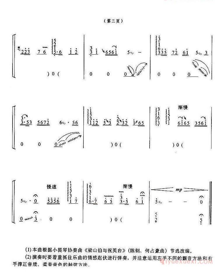 古筝谱大全[梁祝/傅明鉴改编版]简谱