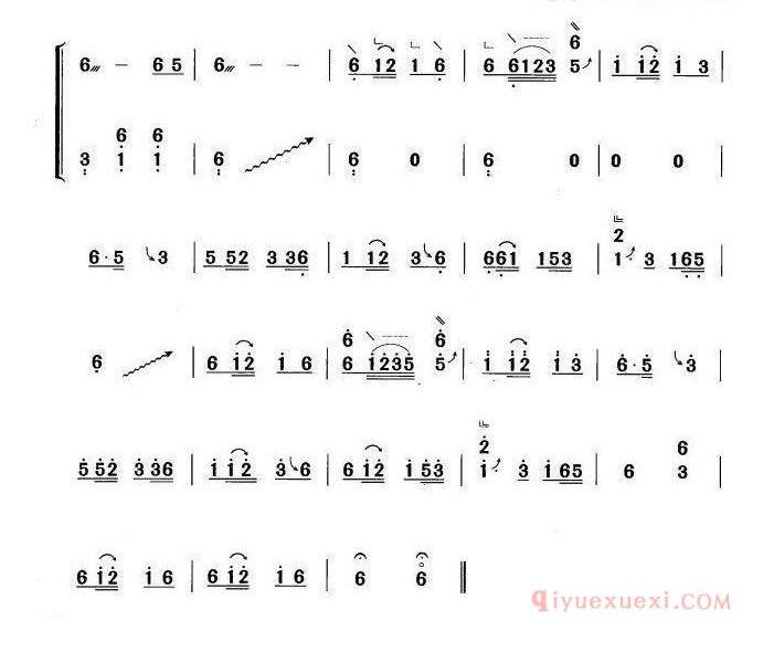 古筝谱[我可爱的家乡/黄梅改编版]简谱