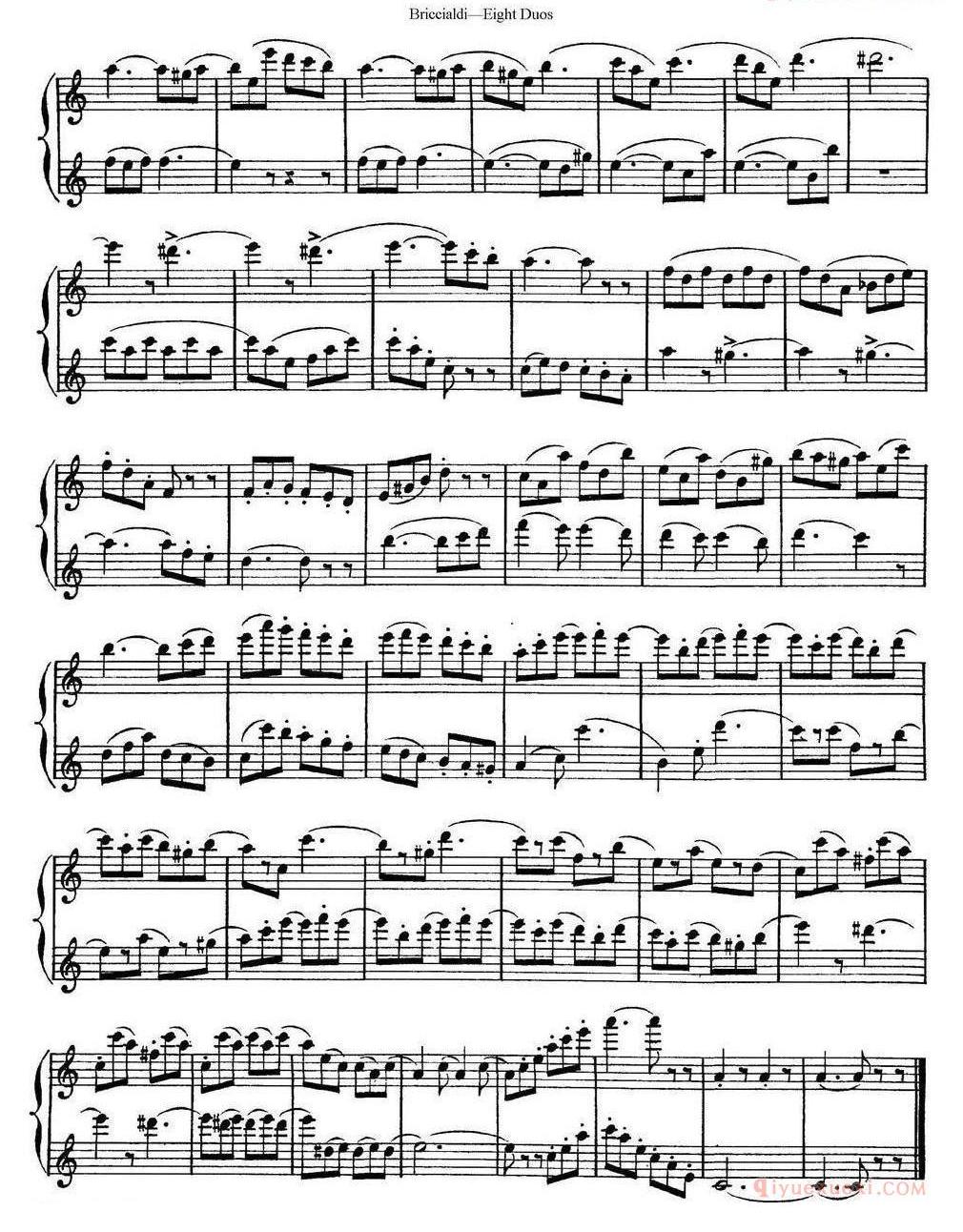 长笛谱子[8首博瑞西亚第长笛二重奏/NO.2]五线谱