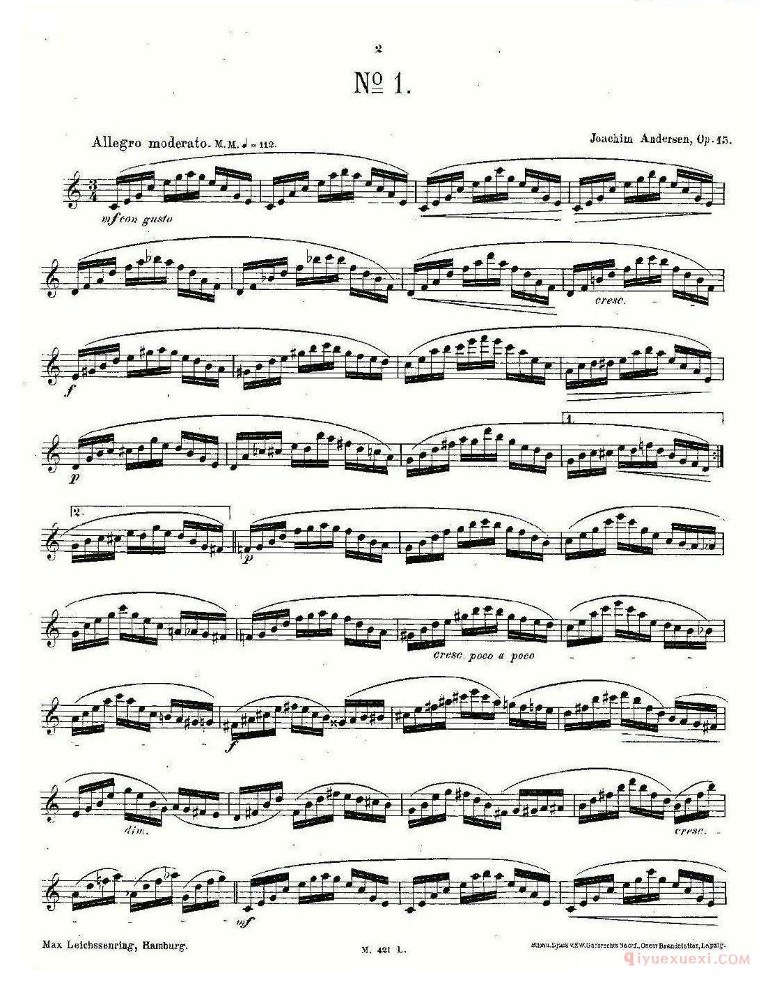 长笛谱网[24首长笛练习曲 Op.15]五线谱