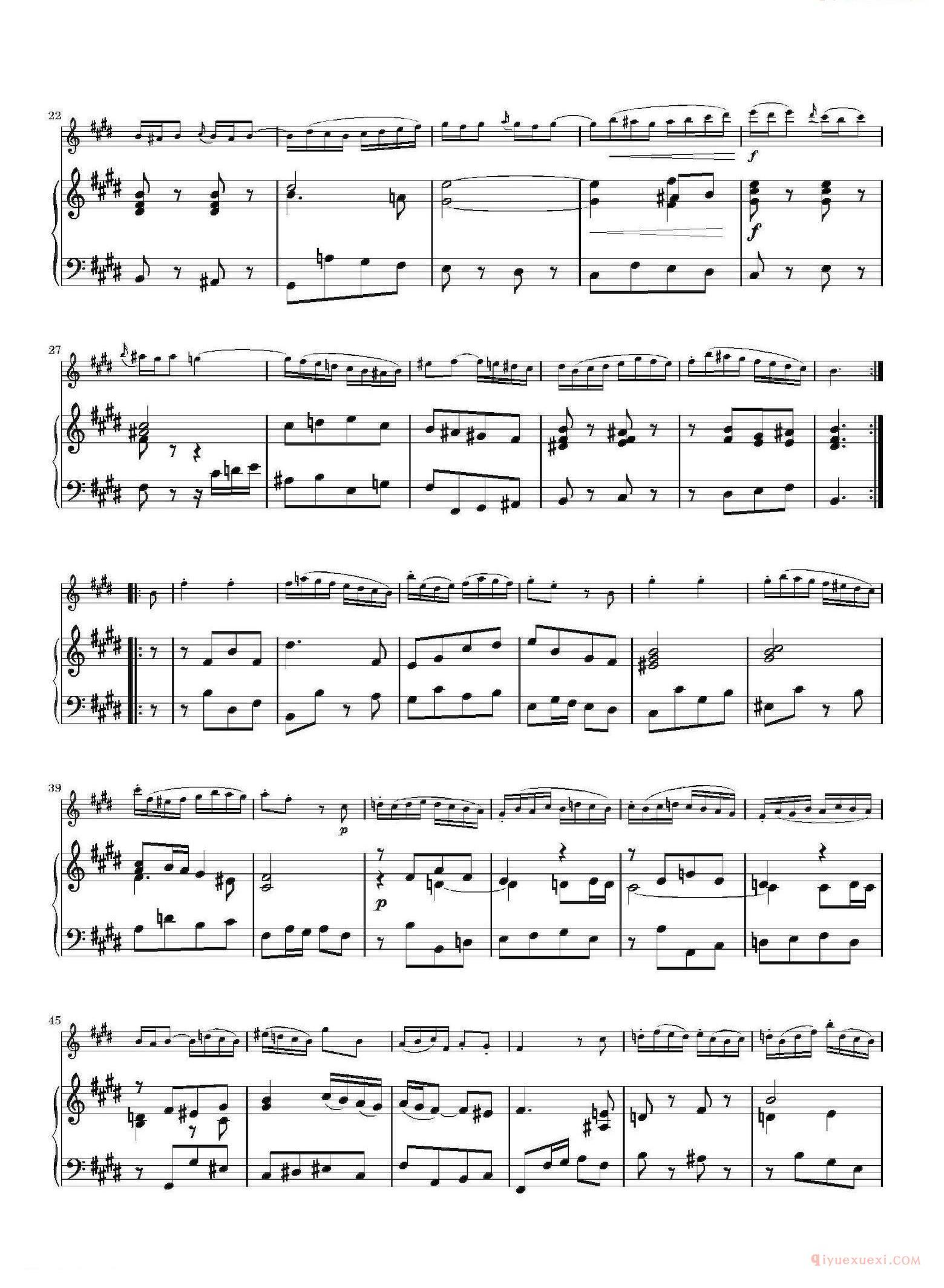 长笛谱网[Allegro/BWV1035]五线谱