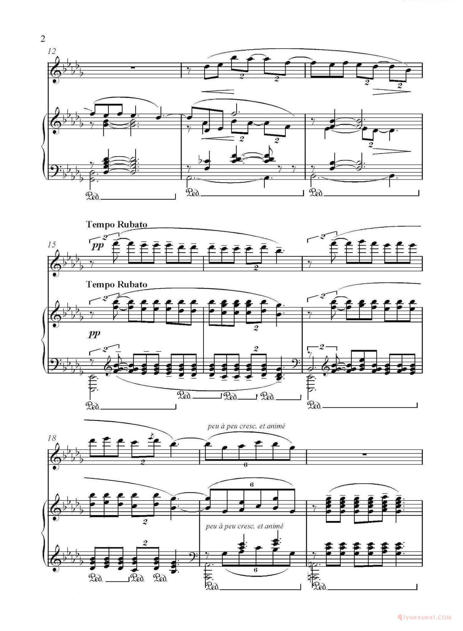 长笛谱网[Clair de lune/长笛+钢琴伴奏]五线谱