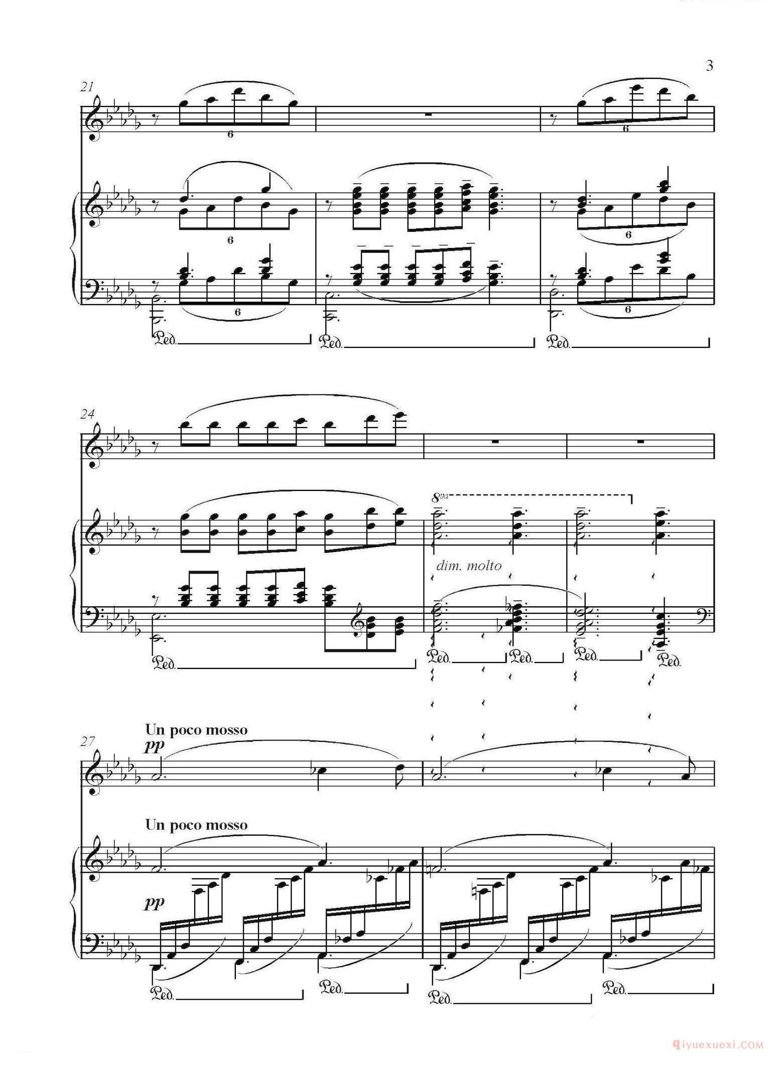 长笛谱网[Clair de lune/长笛+钢琴伴奏]五线谱