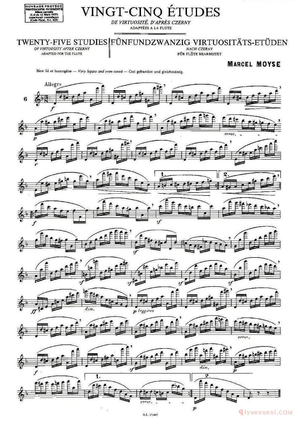 长笛乐谱[Moyse-25 Studies after Czerny flute/25首改编自车尔尼作品的练习曲]五线谱