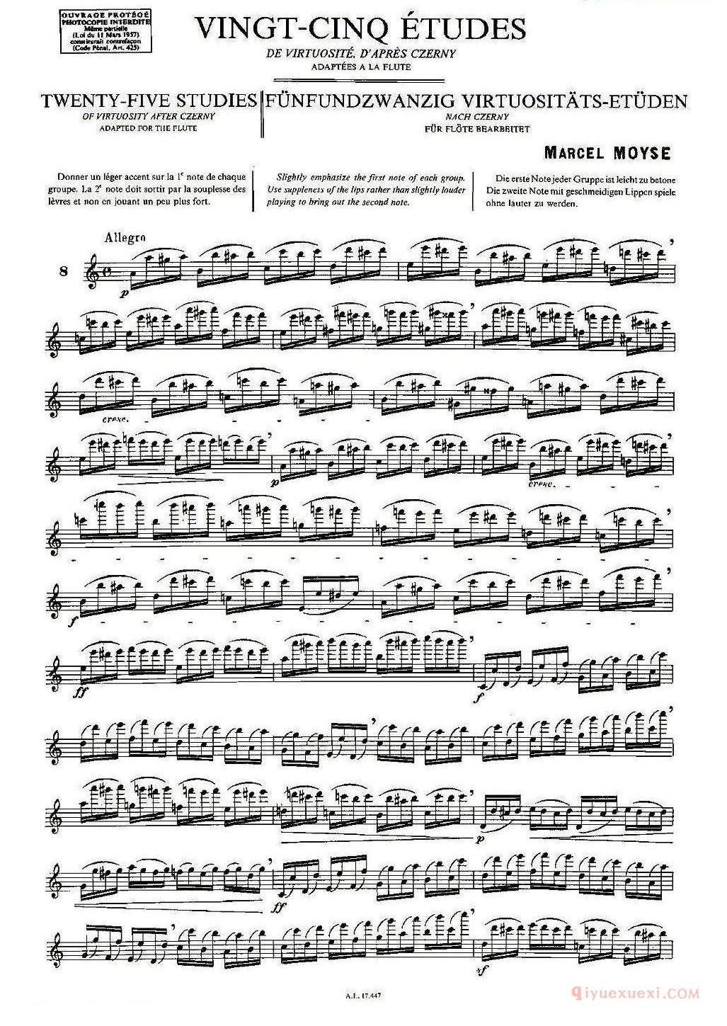 长笛乐谱[Moyse-25 Studies after Czerny flute/25首改编自车尔尼作品的练习曲]五线谱