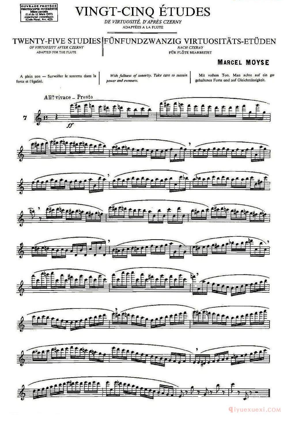 长笛乐谱[Moyse-25 Studies after Czerny flute/25首改编自车尔尼作品的练习曲]五线谱