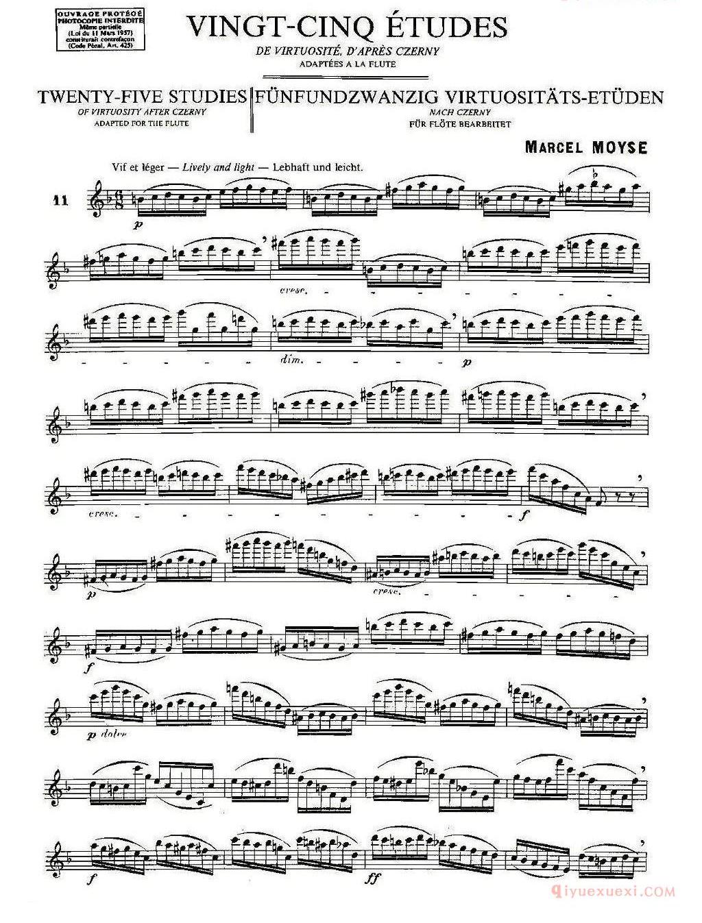 长笛乐谱[Moyse-25 Studies after Czerny flute/25首改编自车尔尼作品的练习曲]五线谱