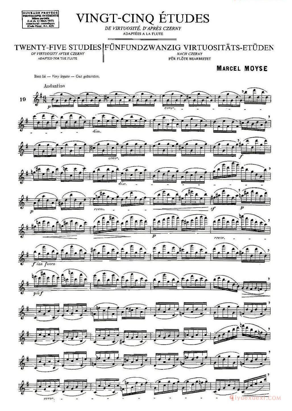 长笛乐谱[Moyse-25 Studies after Czerny flute/25首改编自车尔尼作品的练习曲]五线谱