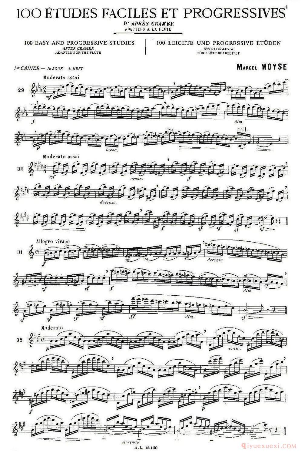 长笛乐谱[moyse/100首练习曲]五线谱