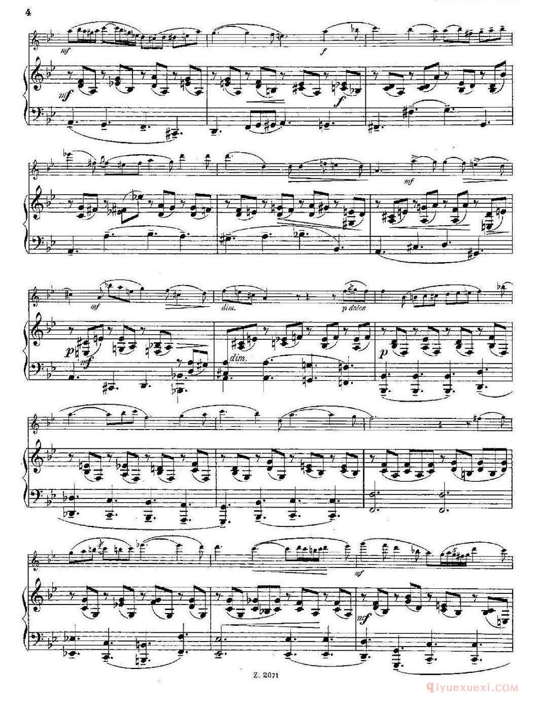 长笛乐谱[Notturno/Op.55 No.3/长笛+钢琴伴奏]五线谱