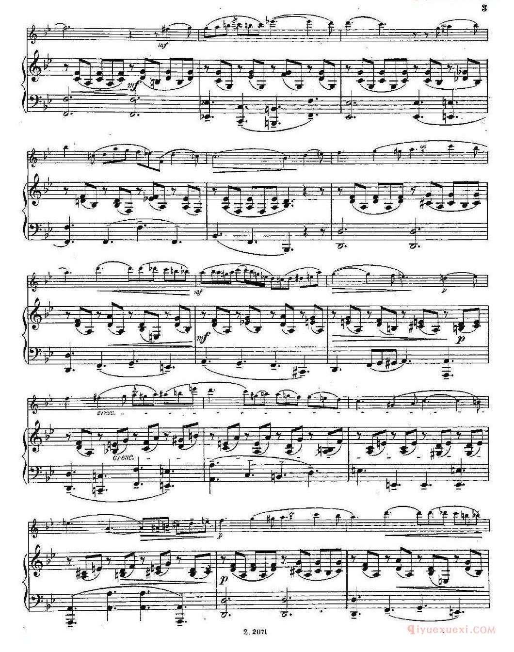 长笛乐谱[Notturno/Op.55 No.3/长笛+钢琴伴奏]五线谱