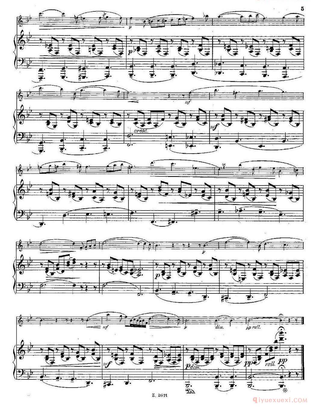 长笛乐谱[Notturno/Op.55 No.3/长笛+钢琴伴奏]五线谱