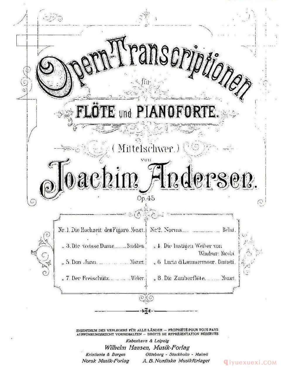 长笛乐谱[Opern-Transcriptionen.Op.45-2/长笛+钢琴伴奏]五线谱