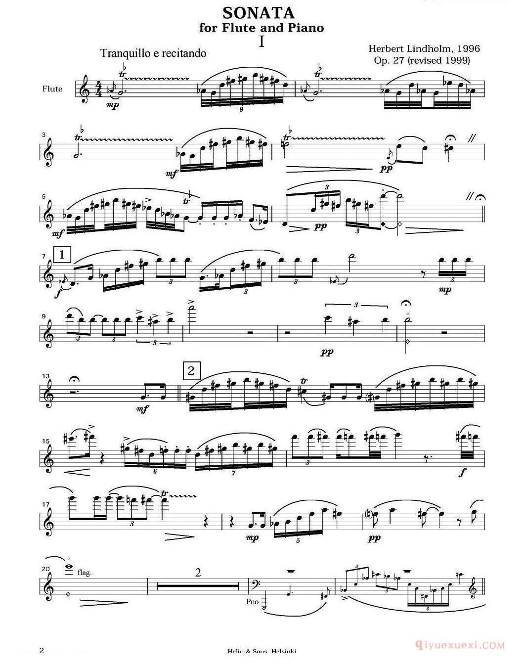 长笛乐谱[Sonata/长笛+钢琴]