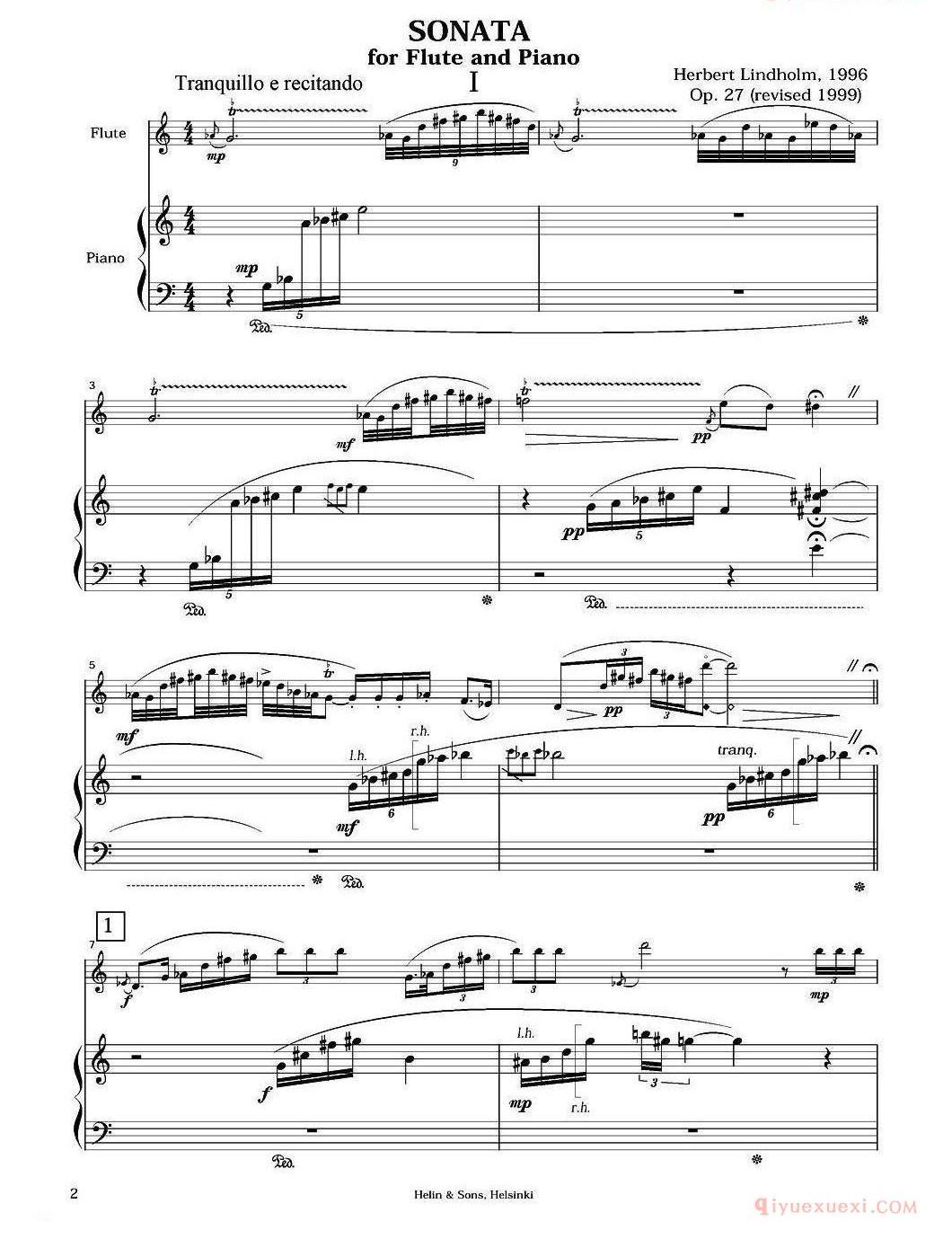 长笛乐谱[Sonata/长笛+钢琴]