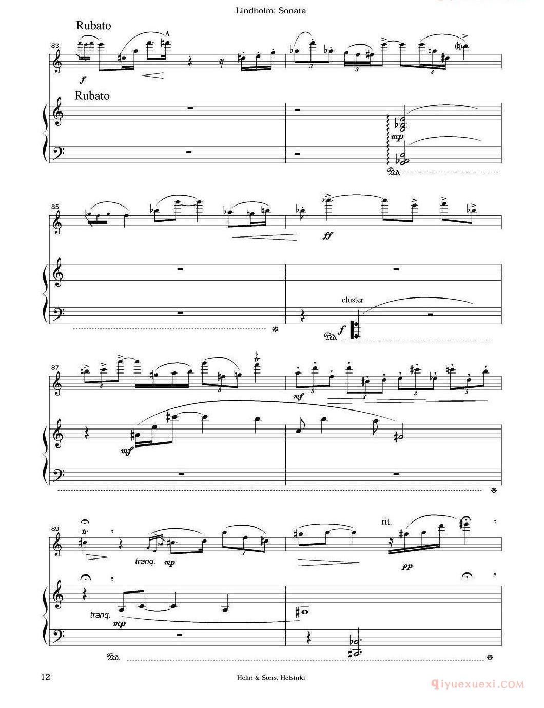 长笛乐谱[Sonata/长笛+钢琴]