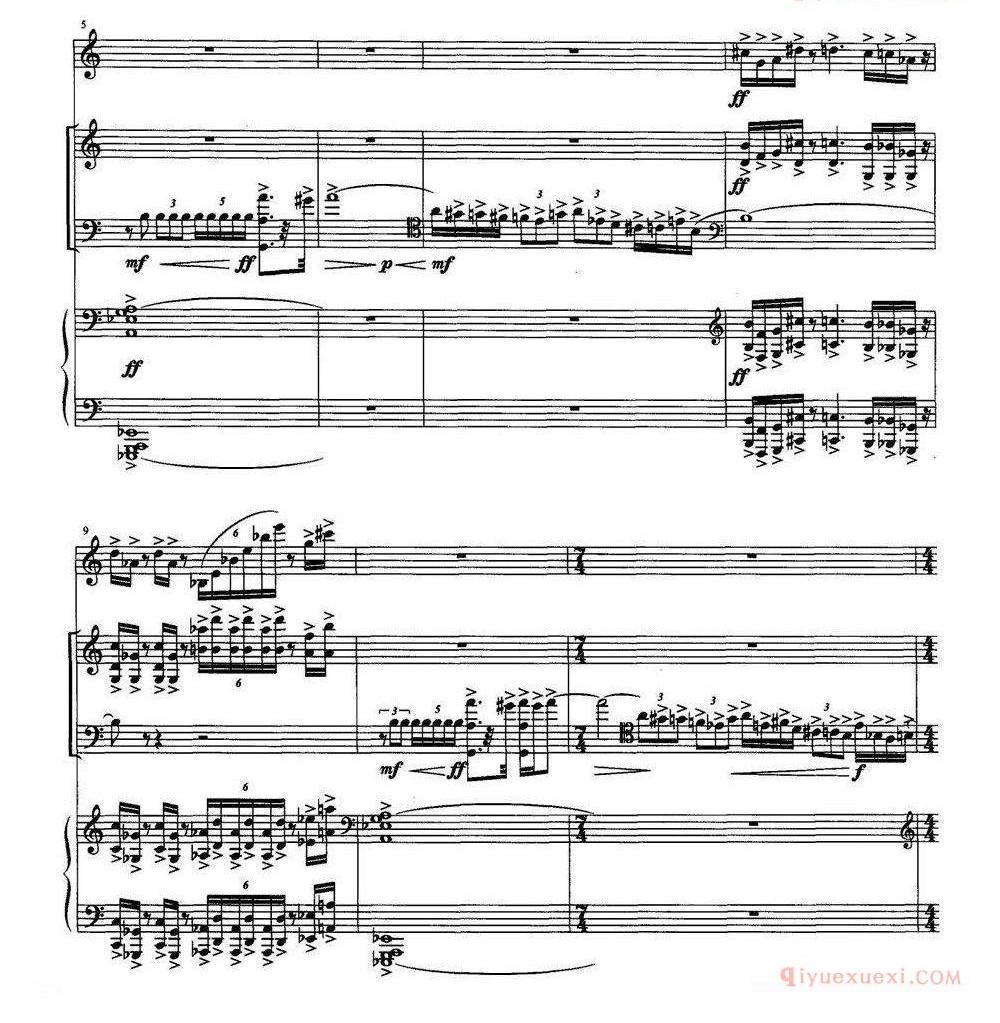 单簧管乐谱[四重奏 op．41]为小提琴、大提琴、单簧管与钢琴而作