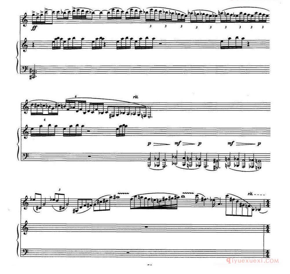 单簧管乐谱[四重奏 op．41]为小提琴、大提琴、单簧管与钢琴而作