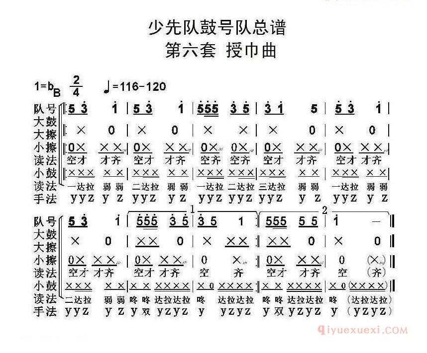 中国少年先锋队鼓号队总谱/第六套 授巾曲