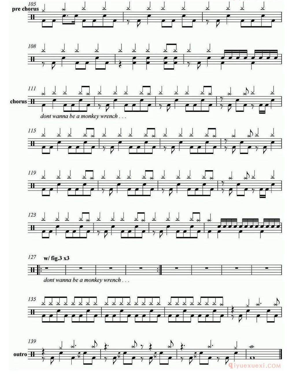 爵士鼓谱[Foo Fighters-Monkey wrench]