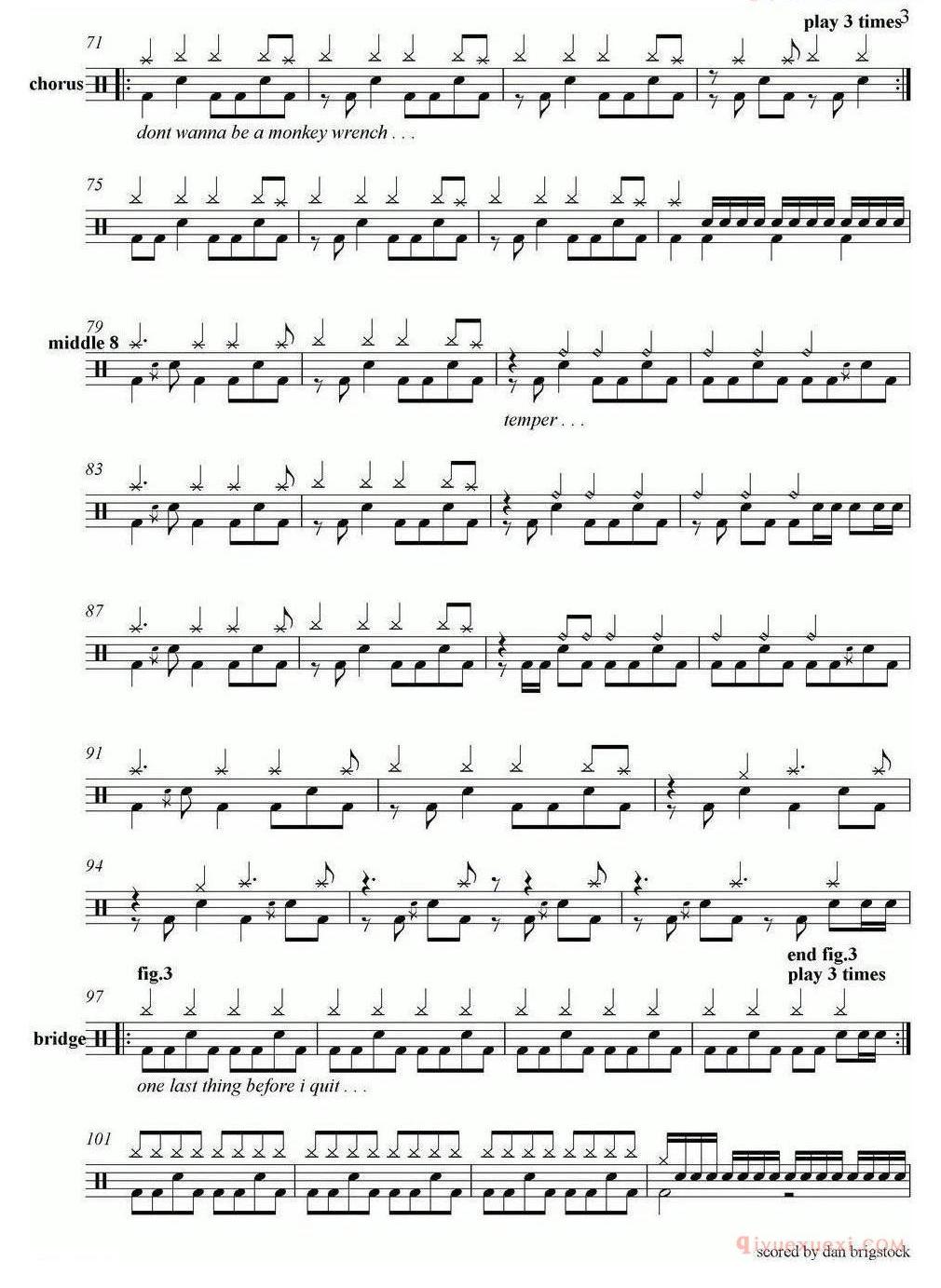 爵士鼓谱[Foo Fighters-Monkey wrench]