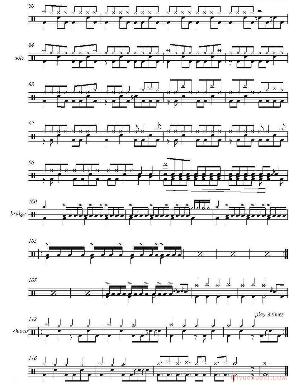 爵士鼓谱[Guns n' Roses - Welcome to the jungle]