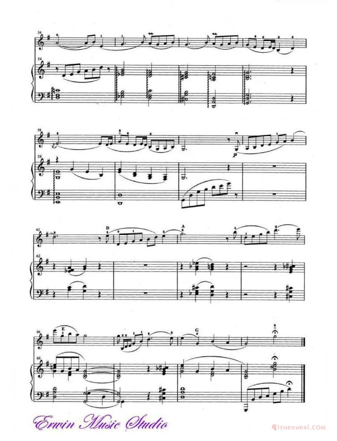 小提琴乐谱[牧歌]小提琴钢琴合奏曲谱