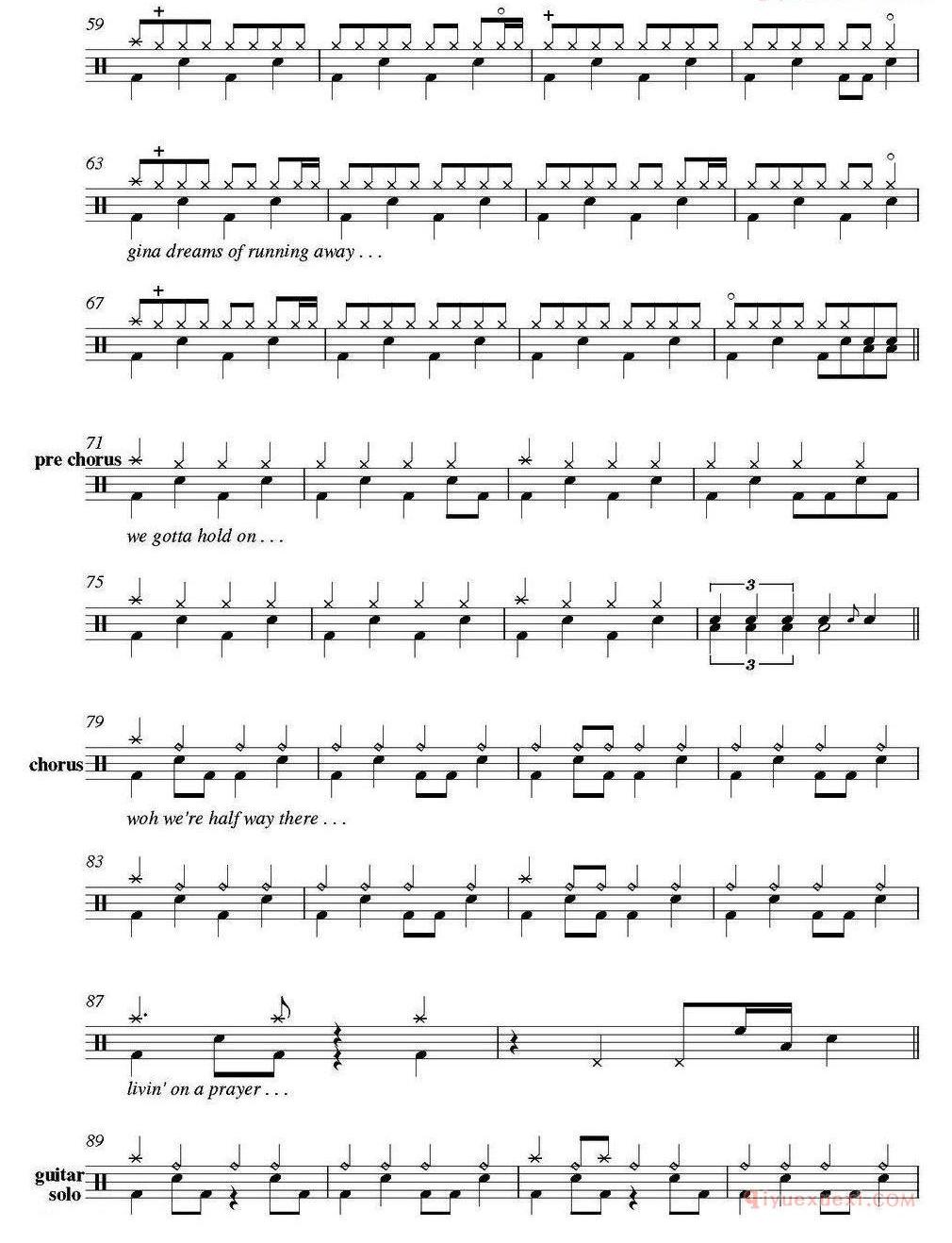爵士鼓谱_Bon Jovi_Living on a prayer