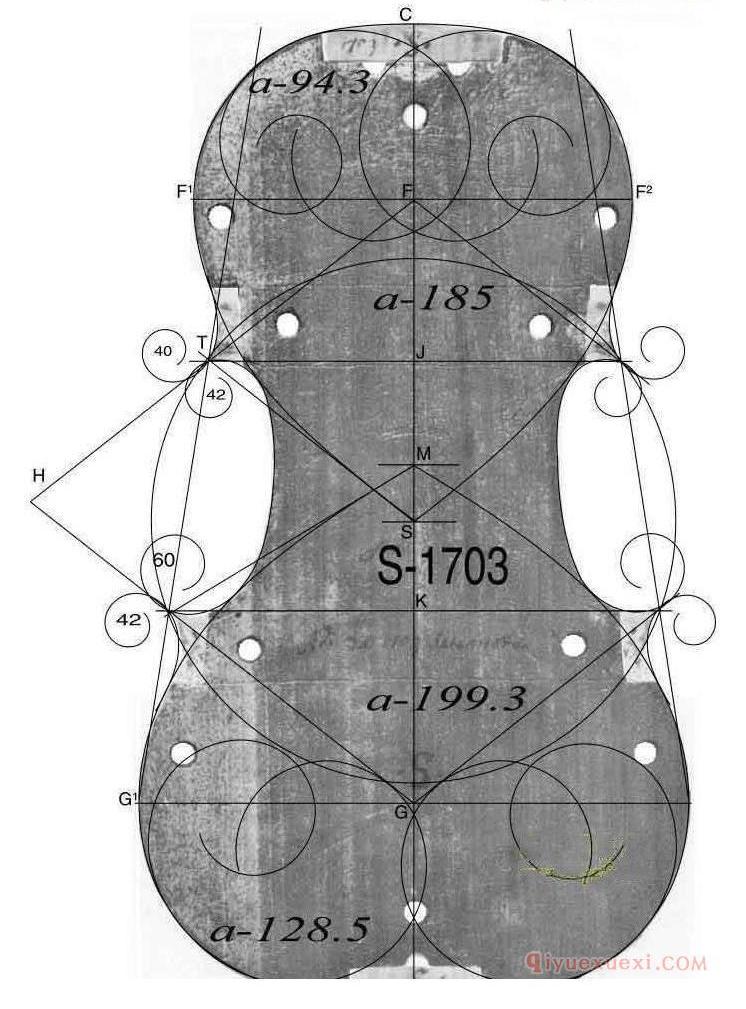 安东尼奥·斯特拉迪瓦里 小提琴,中提琴,大提琴,内模具图纸大全