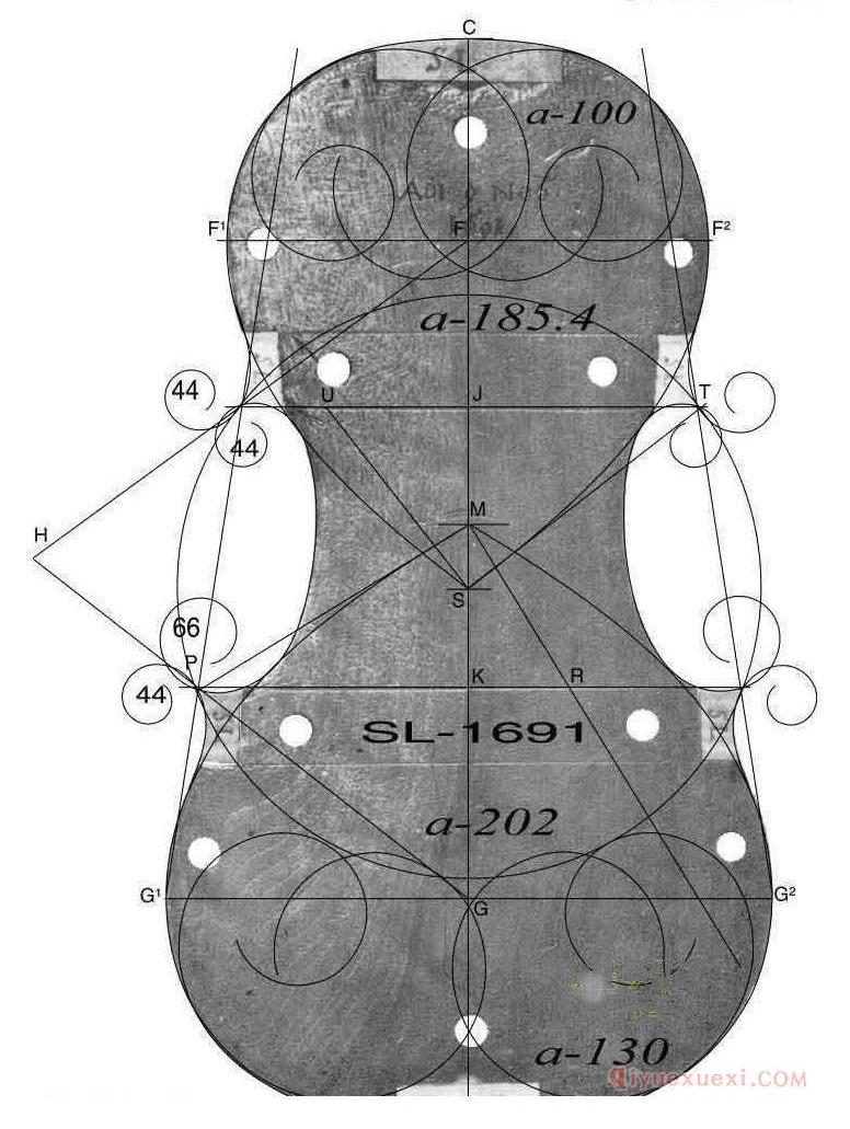 安东尼奥·斯特拉迪瓦里 小提琴,中提琴,大提琴,内模具图纸大全
