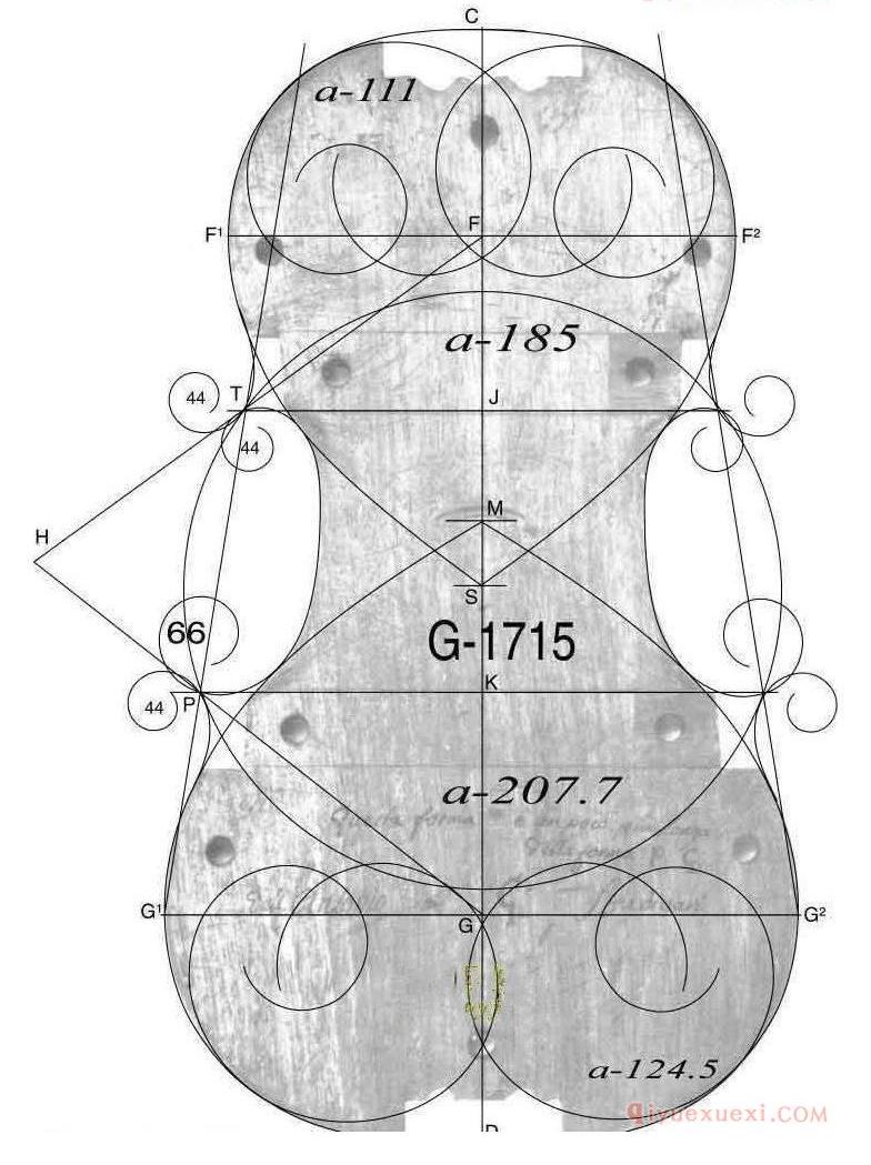 安东尼奥·斯特拉迪瓦里 小提琴,中提琴,大提琴,内模具图纸大全