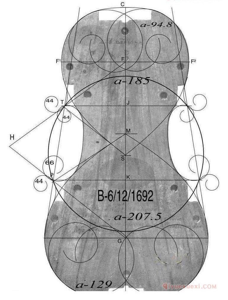 安东尼奥·斯特拉迪瓦里 小提琴,中提琴,大提琴,内模具图纸大全