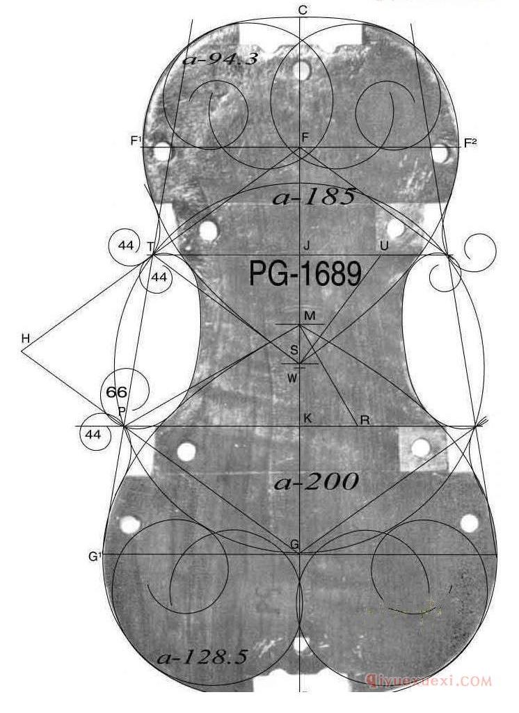 安东尼奥·斯特拉迪瓦里 小提琴,中提琴,大提琴,内模具图纸大全