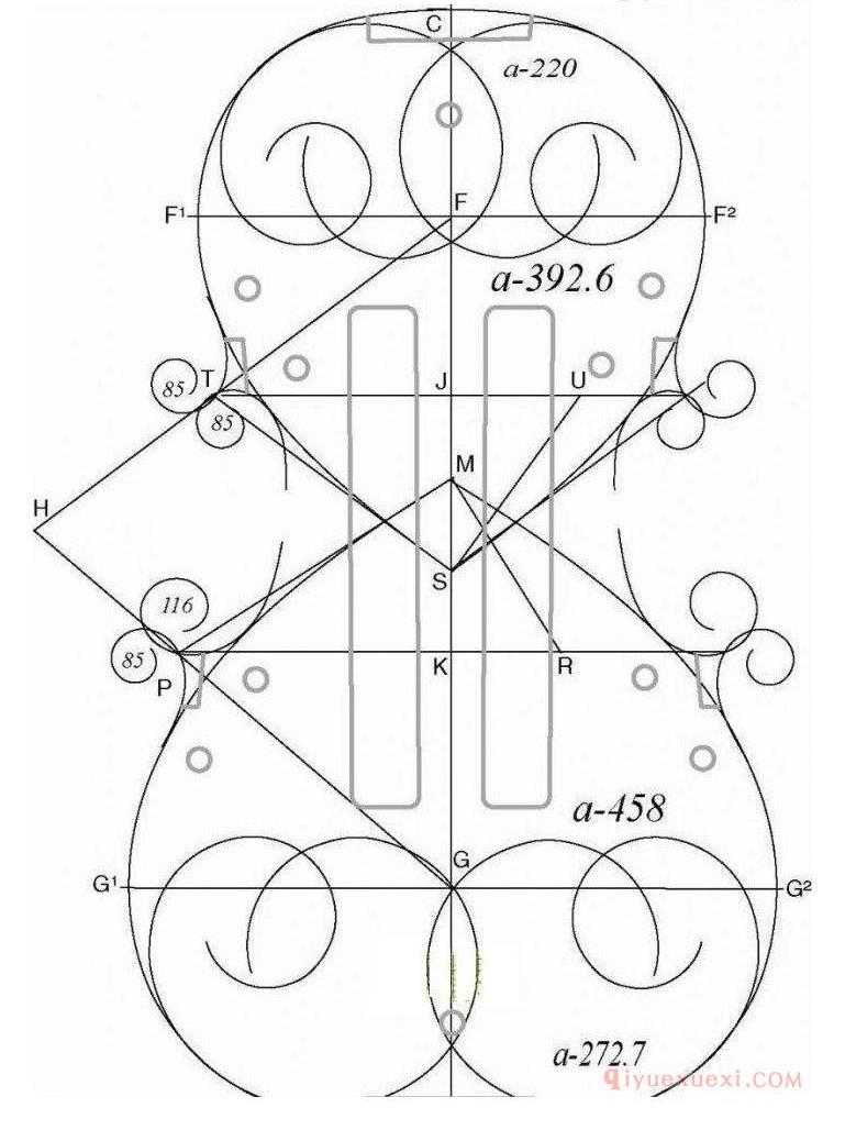 安东尼奥·斯特拉迪瓦里 小提琴,中提琴,大提琴,内模具图纸大全