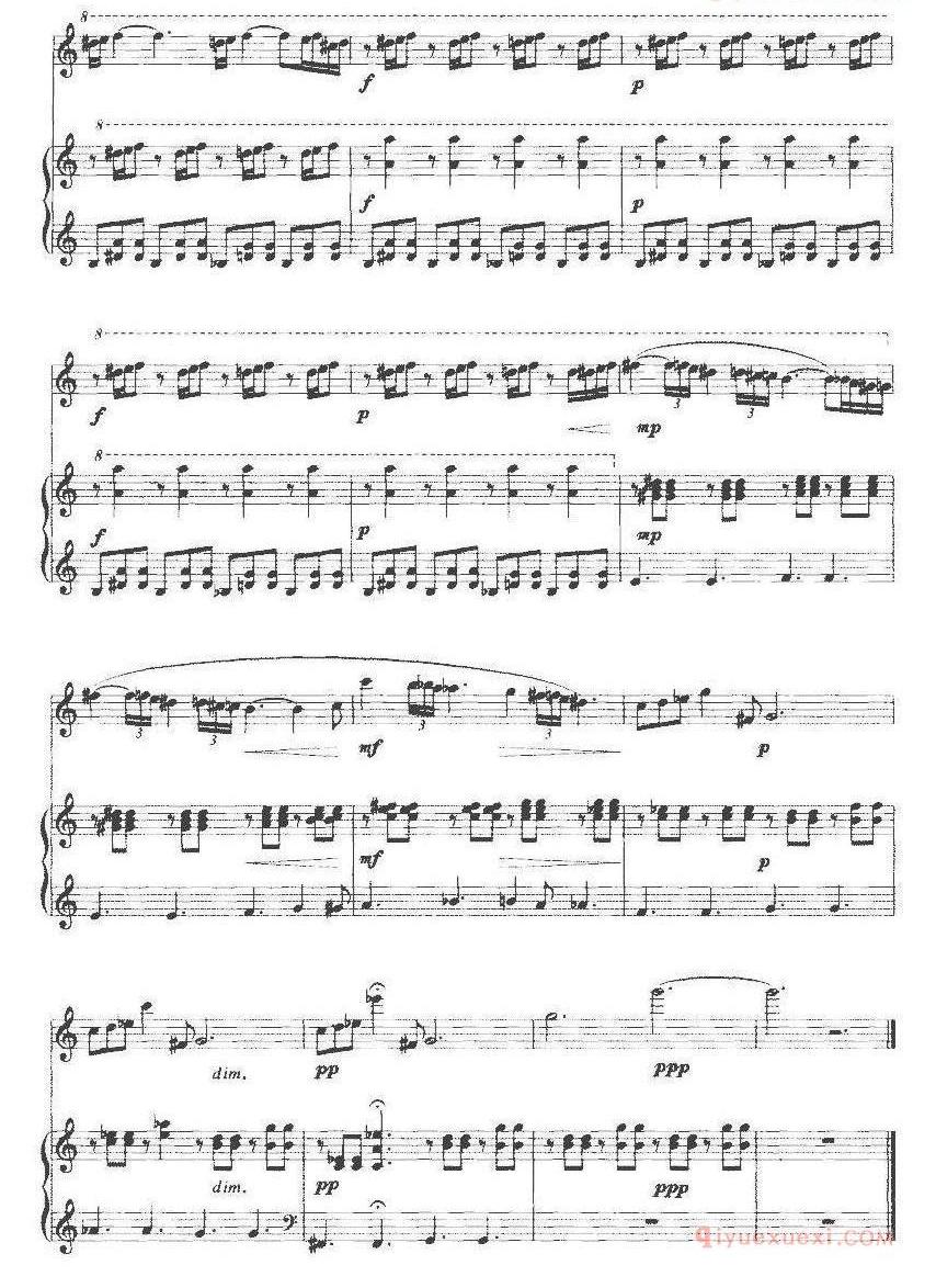 长笛乐谱[普朗克]长笛+钢琴