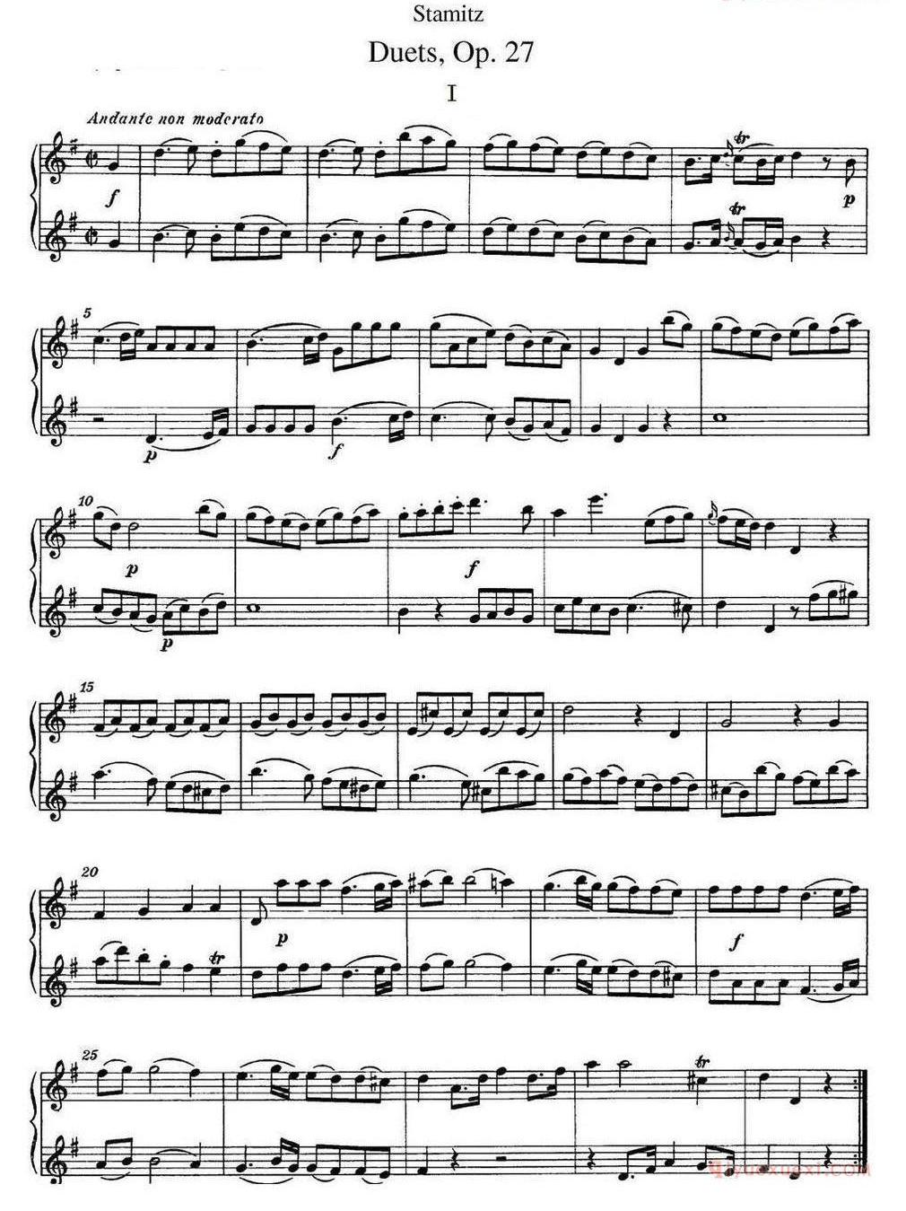 斯塔米茨二重奏长笛练习曲Op.27/No.1-No.5)