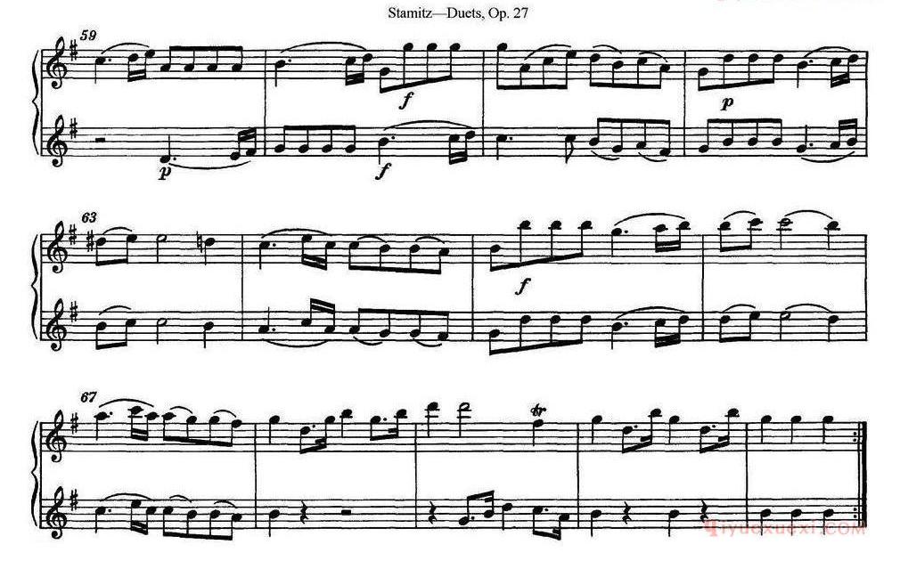 斯塔米茨二重奏长笛练习曲Op.27/No.1-No.5)