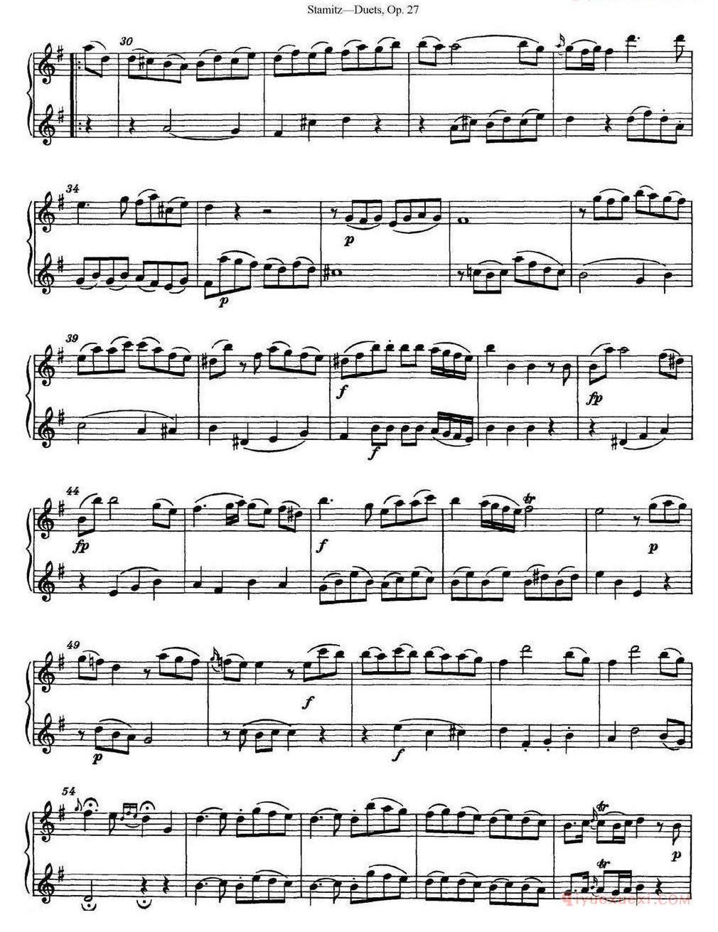 斯塔米茨二重奏长笛练习曲Op.27/No.1-No.5)