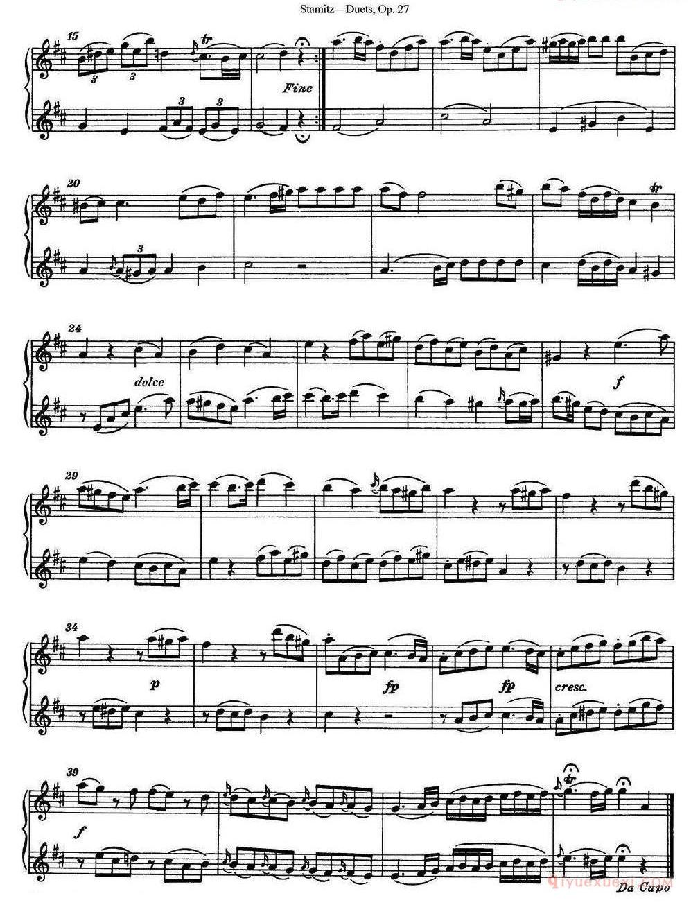 斯塔米茨二重奏长笛练习曲Op.27/No.1-No.5)