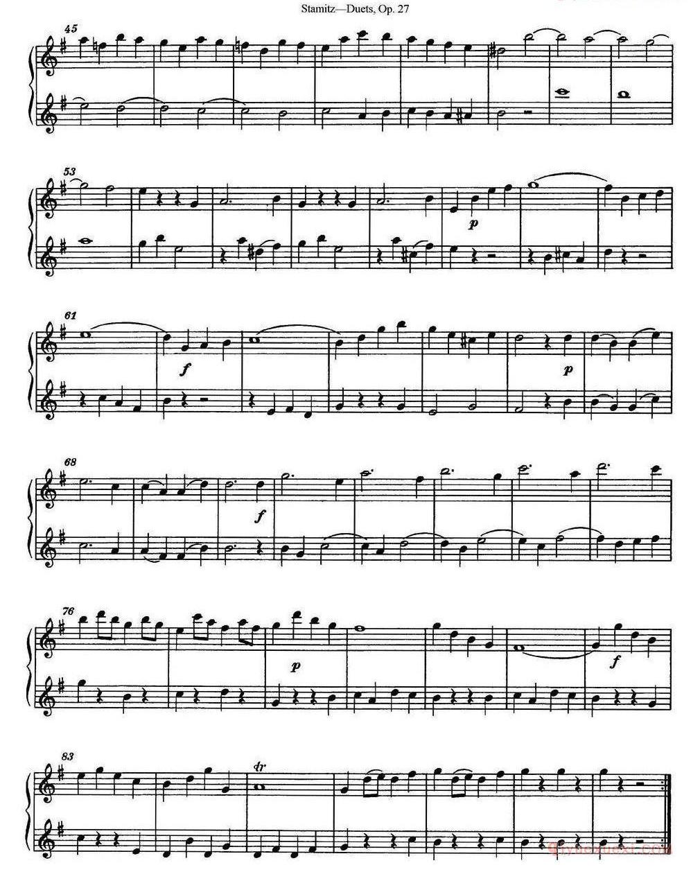 斯塔米茨二重奏长笛练习曲Op.27/No.1-No.5)