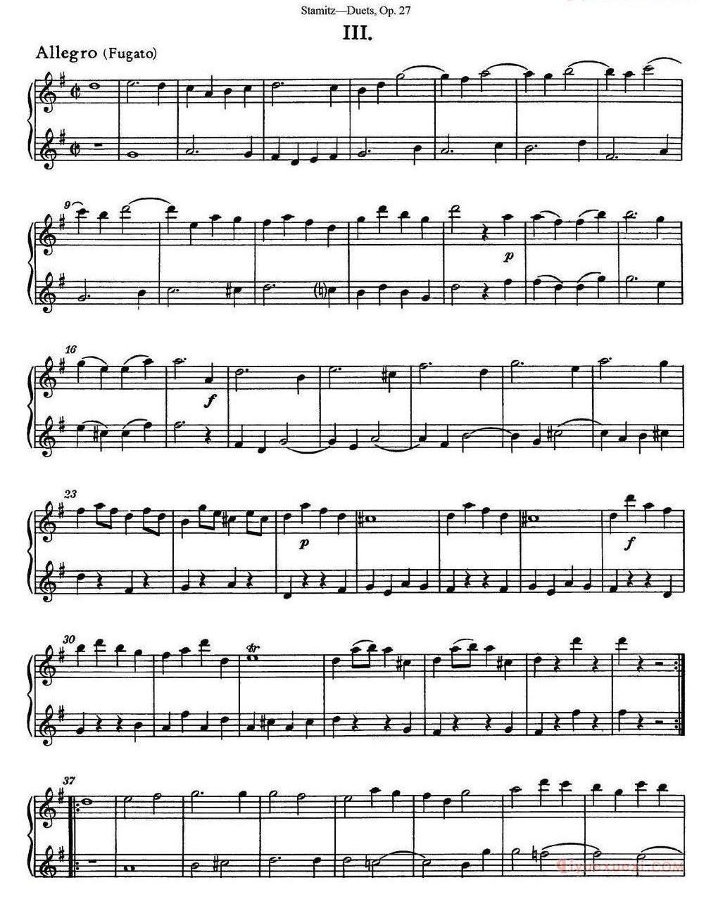 斯塔米茨二重奏长笛练习曲Op.27/No.1-No.5)